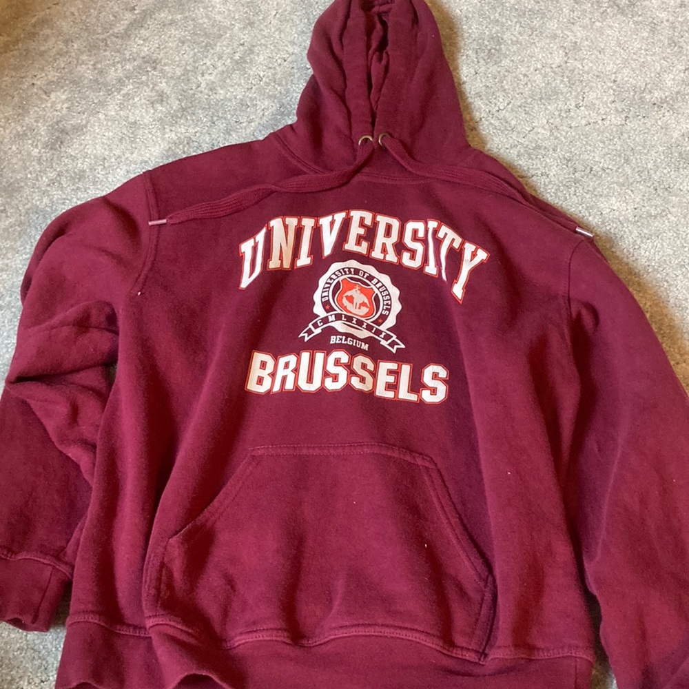 Vintage University of Brussels Hoodie Burgundy